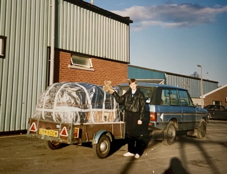 At last our own balloon. About to leave the factory, 10.02.1989. Little Secret G-BORE.