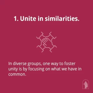 unite in similarities, hands together